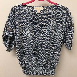 Michael Kors Black and White Patterned Blouse